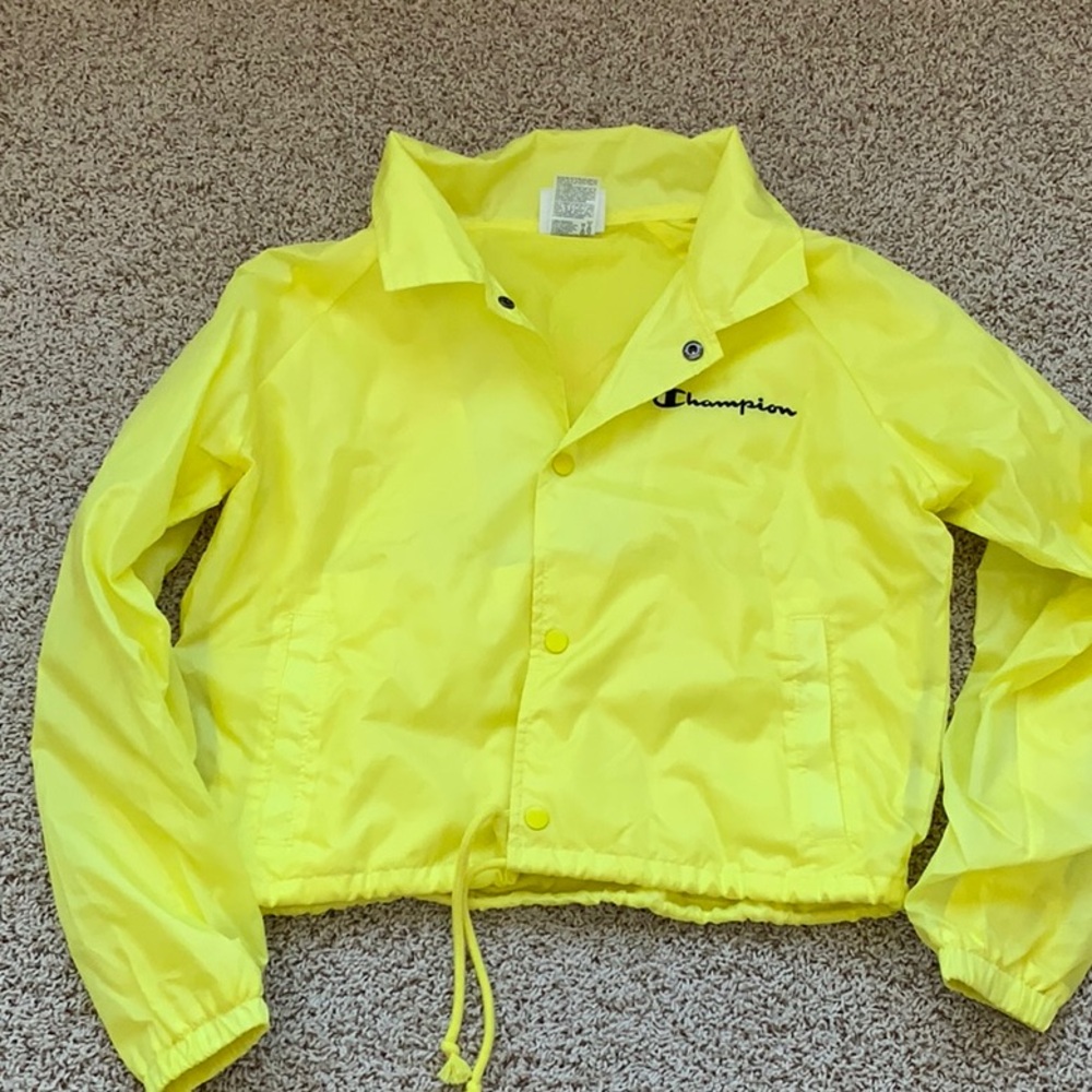 Retro Champion yellow Windbreaker jacket size Medium
